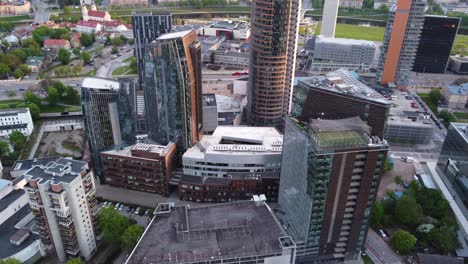 aerial vilnius downtown central business district, lithuania