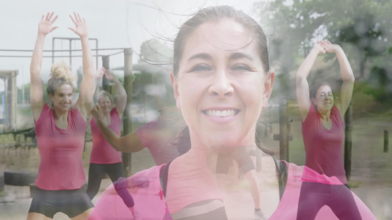 animación de la mujer caucásica sobre diversas personas que ejercen