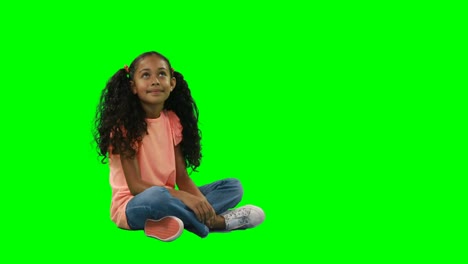 smiling girl touching digital screen 4k