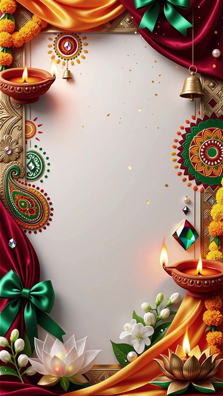 Sfondo del Festival Diwali con lanterne e decorazioni tradizionali Diyas.