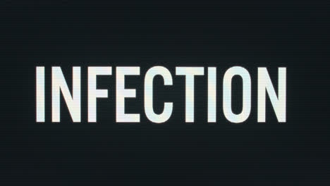 primer plano de la infección que se escribe en el monitor de la computadora vintage con el cursor parpadeante