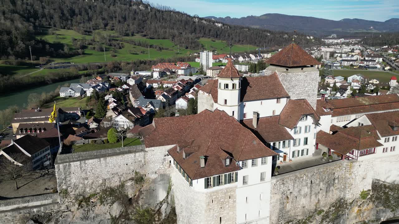 Aarburg Aargau Switzerland castle and village below