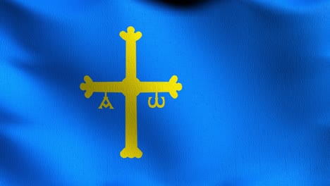 seamless loop 4k vdo. flag of asturias. 3d rendering illustration of waving sign symbol.