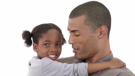 close up of father with daughter playing