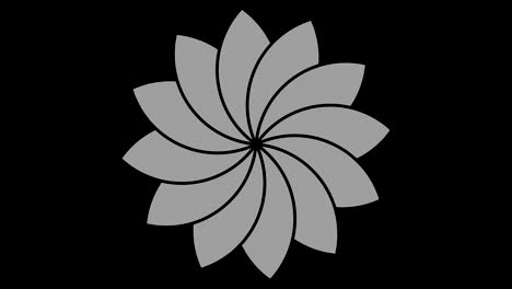 graphic object in black and white with stroboscopic and hypnotic effect, which rotates clockwise decreasing the size from full screen to disappearing in the center