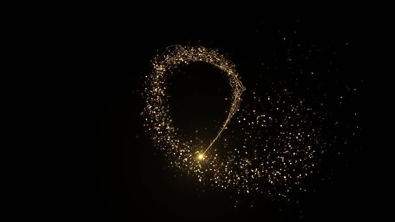 Gold particles moving background glittering star dust trail sparkling particles fast energy flying