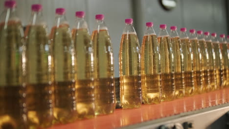 beverage bottling line in a factory