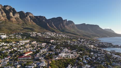 aerial of the twelve apostles above cape town and camps bay, south africa