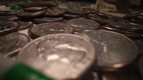 amerinian dollars coin and medicines closeup