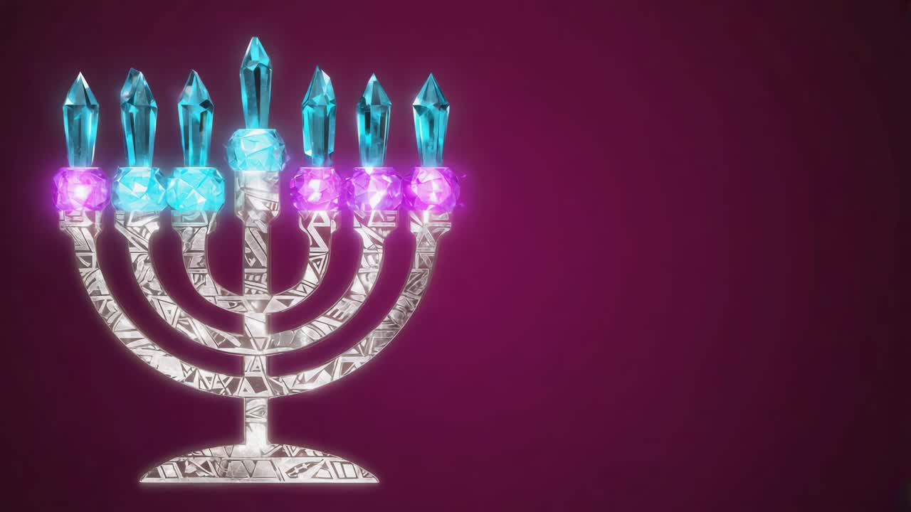 Illuminated Hanukkah Menorah