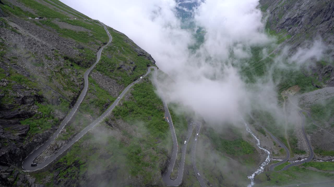 Troll's Path Trollstigen or Trollstigveien winding mountain road.