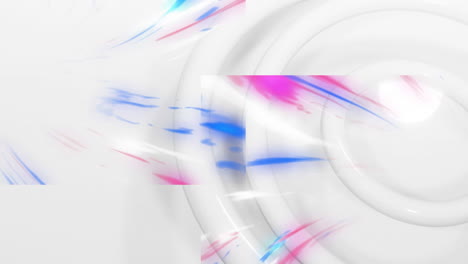 animación de luces de colores sobre un fondo geométrico blanco