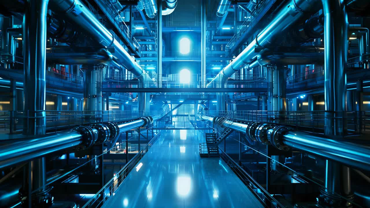 Industrial Interior with Piping Systems