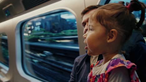 happy little girl on a train ride