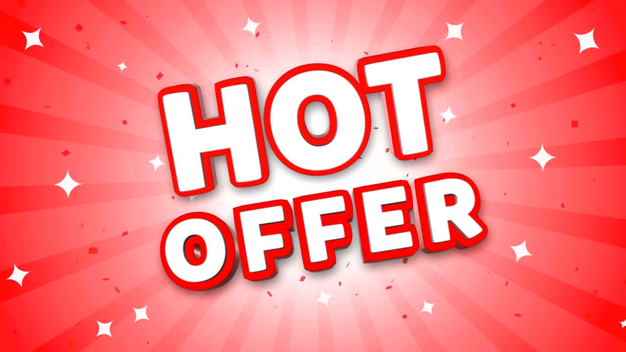 뜨거운 3d 텍스트가 떨어지는 콘페티 배경에