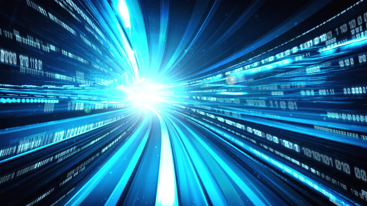 Loopable video of digital data flow on road in concept of program coding
