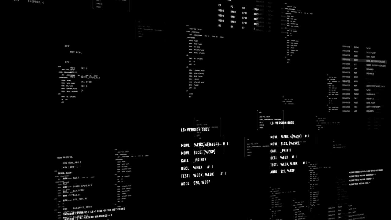 Programming process on computer screen.