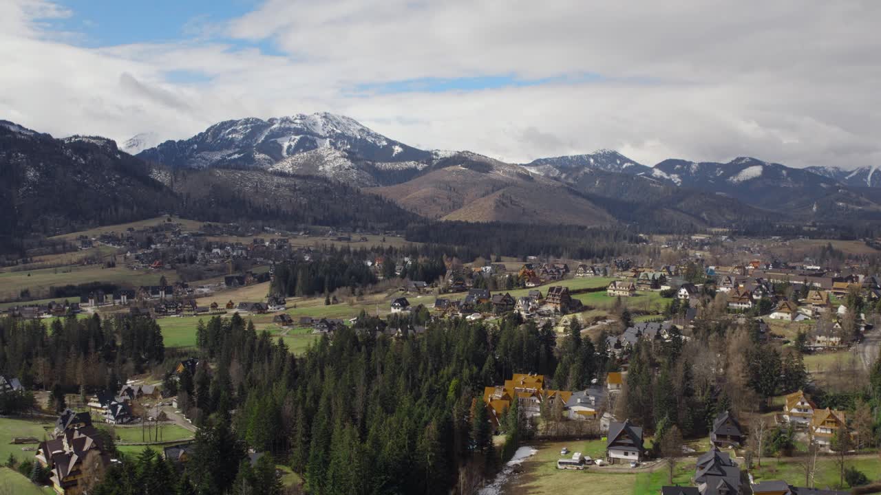 Mountain Village Aerial View in Poland