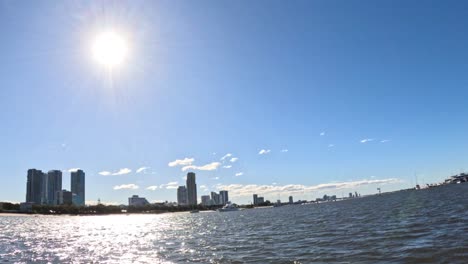 bright sun over gold coast harbor view