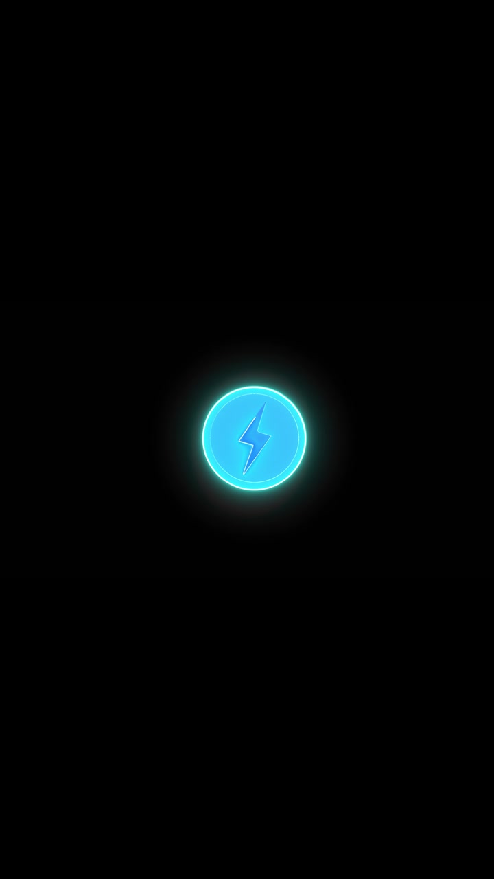 Glowing electric bolt icon visual with turquoise circular button soft neon halo and dark minimal