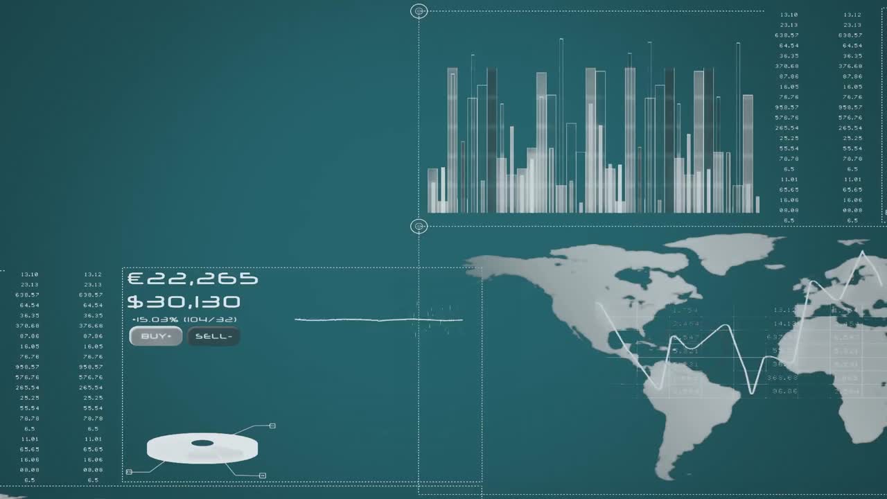 Animation of data processing on blue background