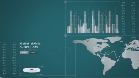 animation of data processing on blue background