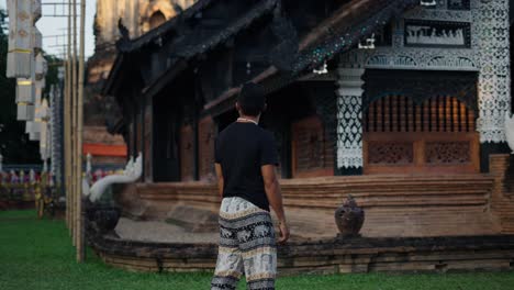 black wooden temple in thailand