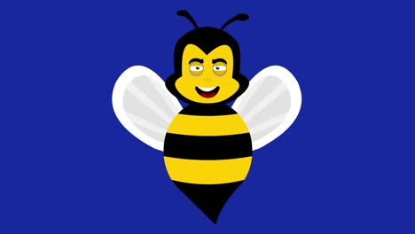 animación en bucle de una abeja de dibujos animados aleteando sus alas y parpadeando