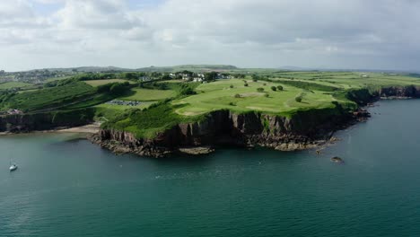 aerial view of a coastal golf course
