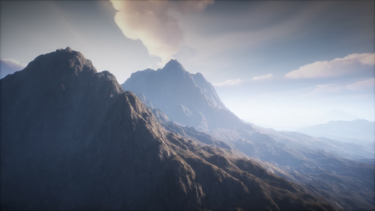 paisaje del cráter del volcán con niebla