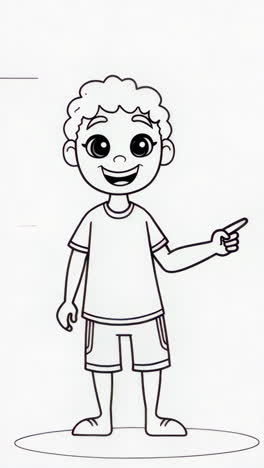 happy cartoon boy outlines with hand gestures