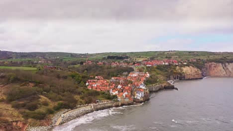 robin hoods bay, small village in north yorkshire england - pull back