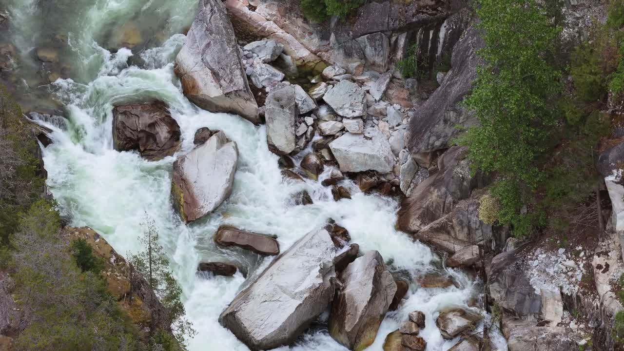Dynamic White Water River Rushing Through a Rocky Forest Canyon in British Columbia, Canada