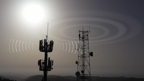 torres de telefonía celular y ondas de radio