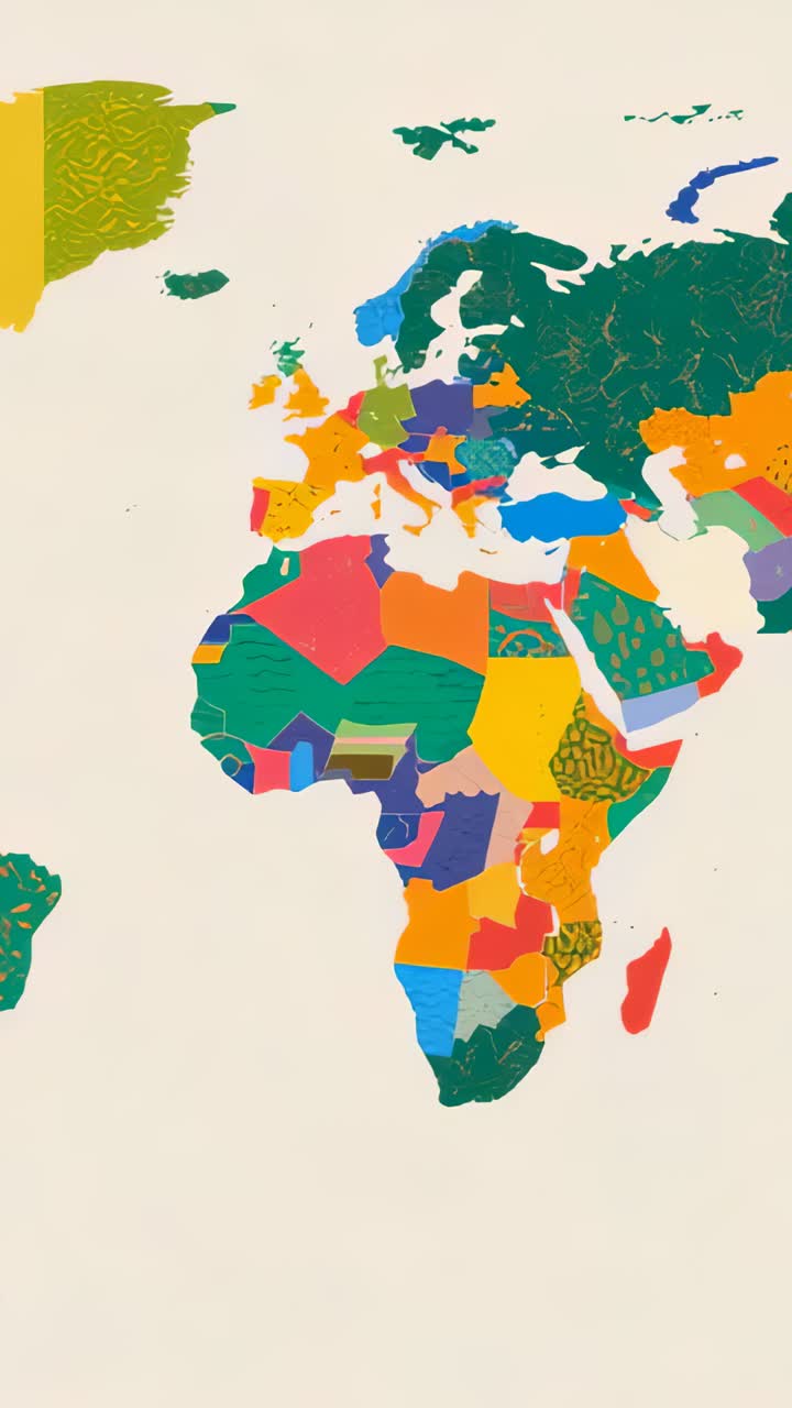 Vertical video: Playing, panning camera showing bright patches emphasizing Eurasia on beige canvas
