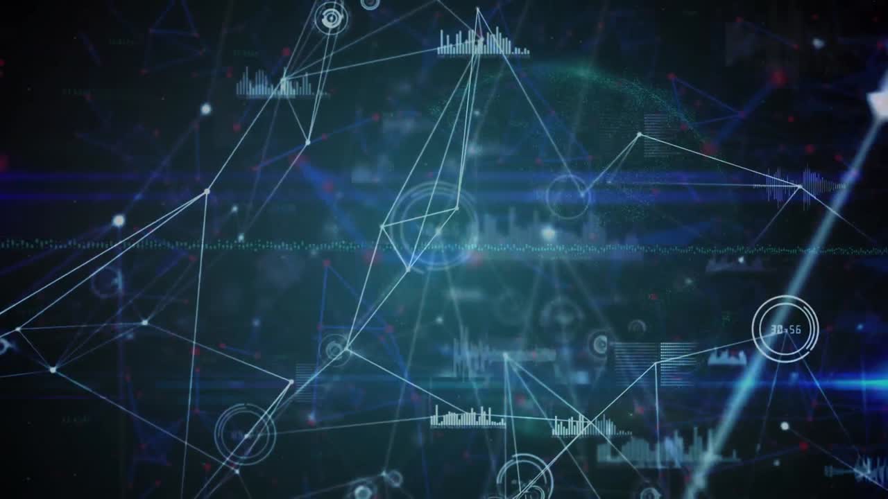 통계와 연결된 네트워크를 가진 지구의 애니메이션