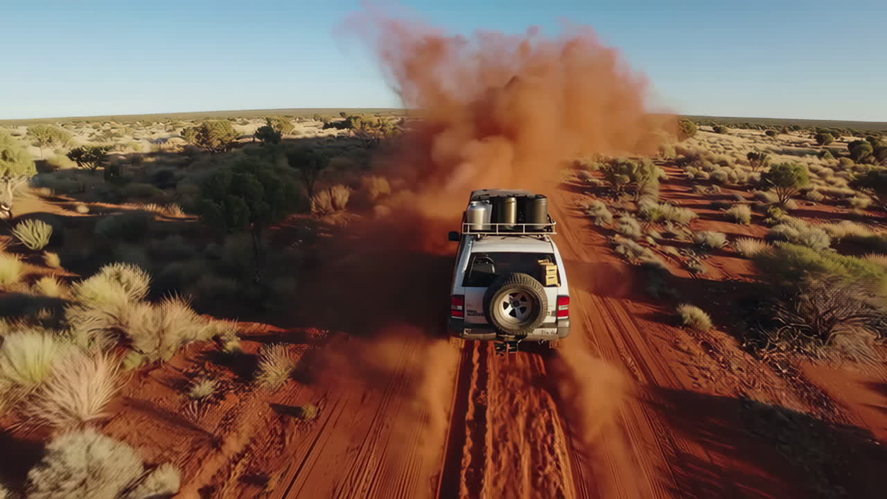 4x4 Vehicle Exploring a Dusty Desert Landscape
