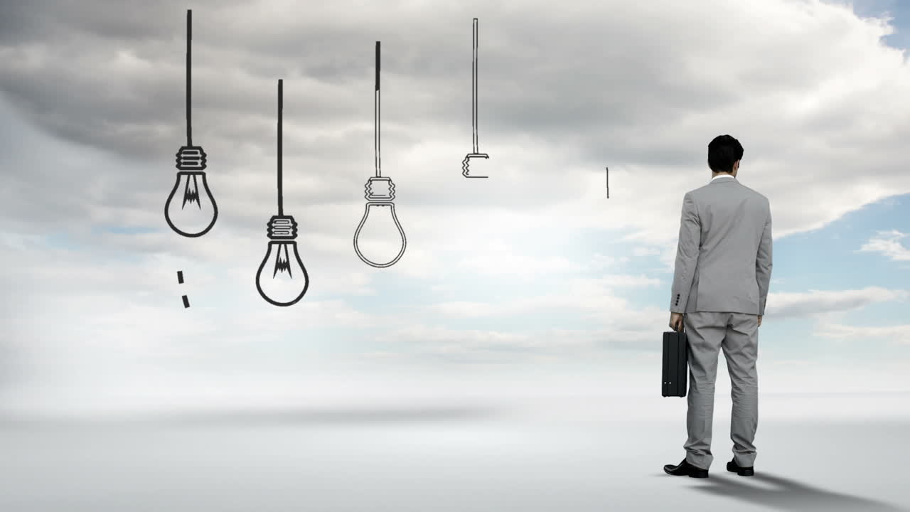 hombre de negocios observando el concepto de idea en el cielo