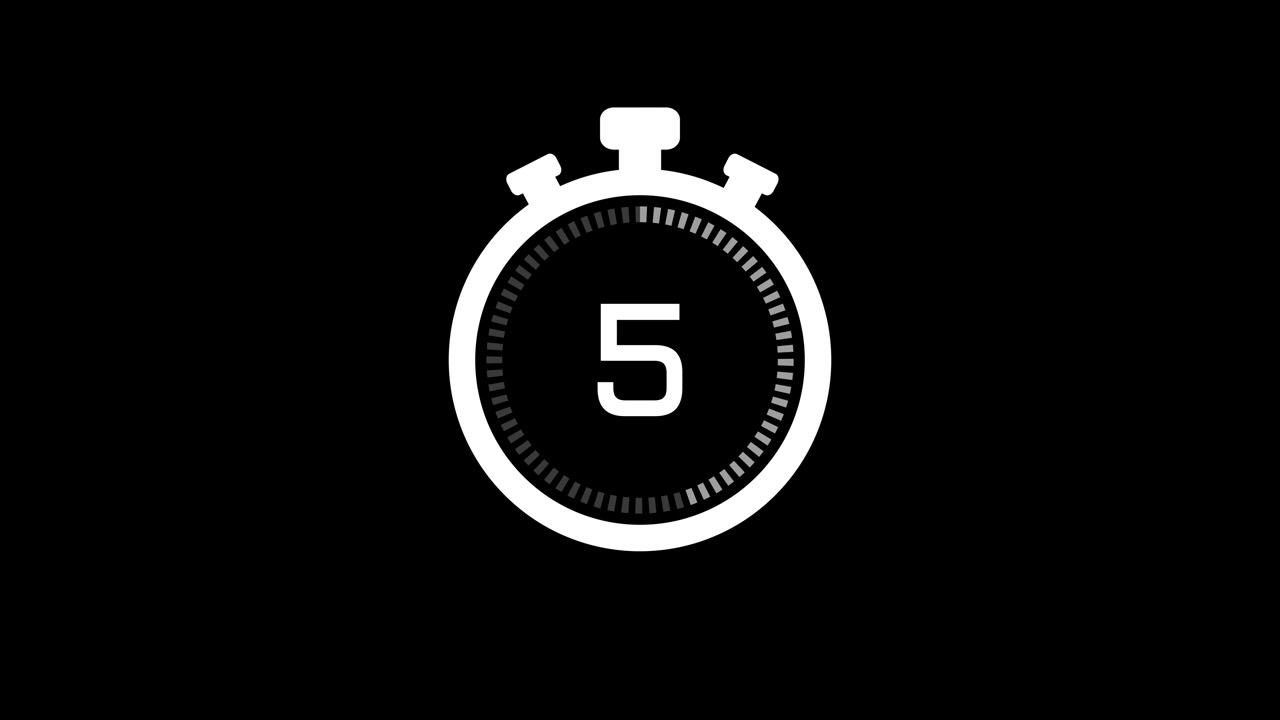 Animated White Stopwatch Icon Counting Down from Ten Seconds