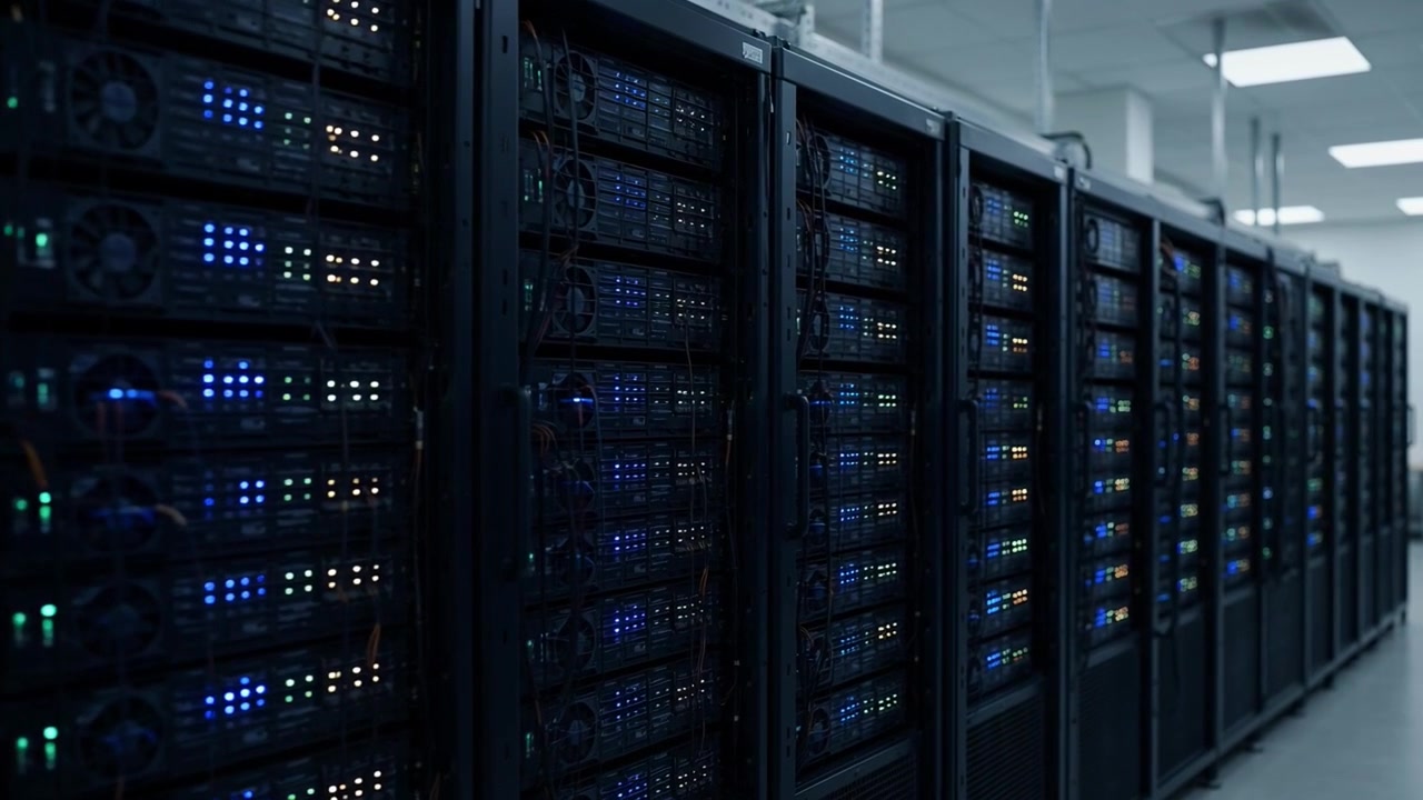 Blinking Lights on Server Racks in a Large Data Center
