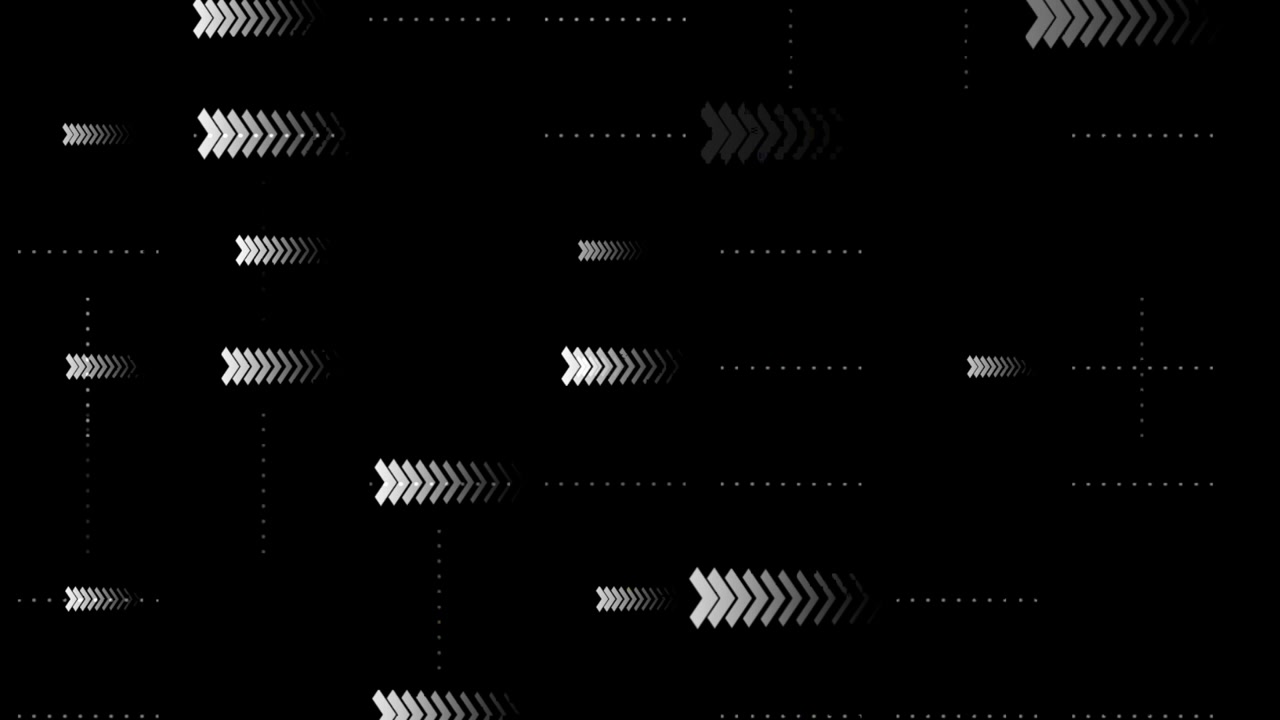 Seamless Loop of Moving Chevron Arrows on Black Digital Grid