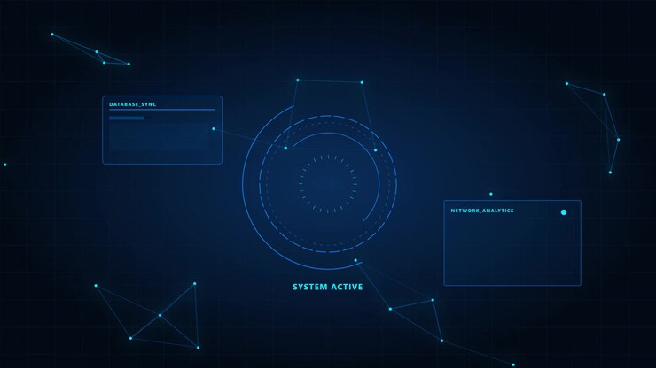 Futuristische digitale interface met netwerkdata visualisatie
