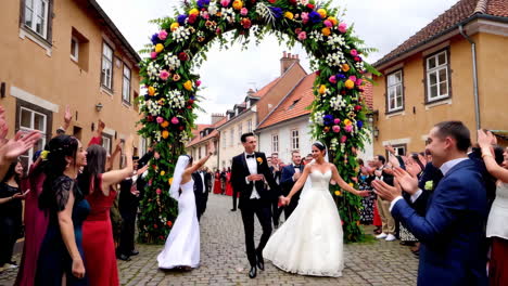 wedding ceremony in a city street
