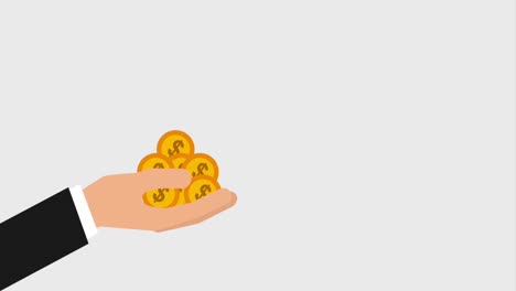 las monedas que caen en las manos de los íconos