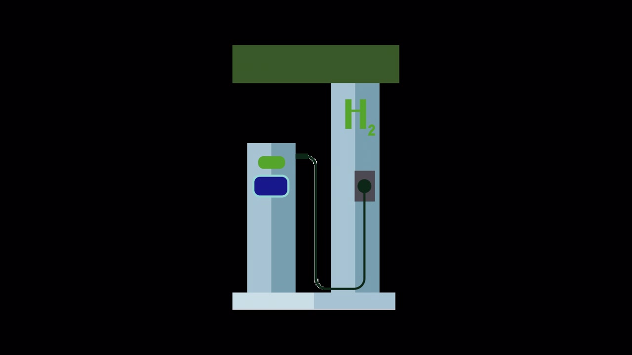 Flat Design Animation of a Hydrogen Fueling Station