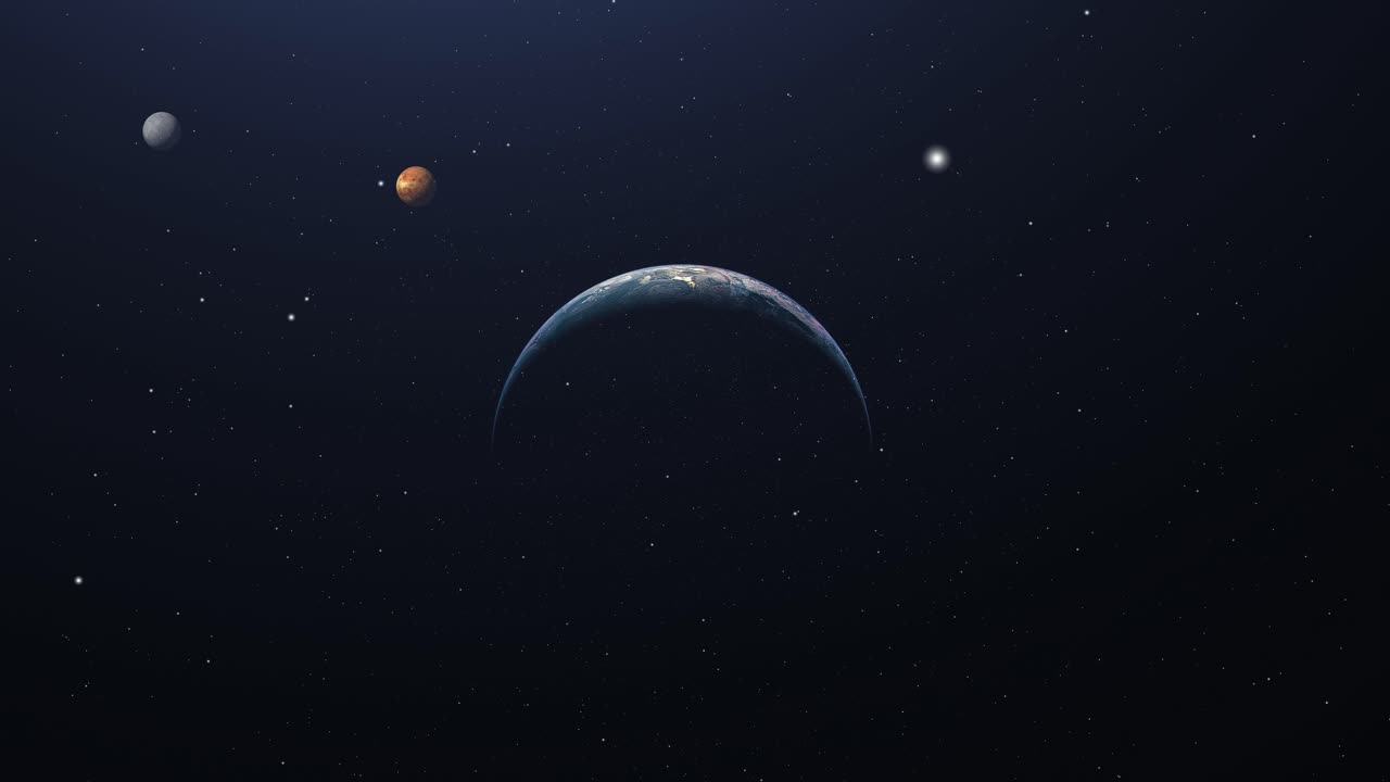 planet earth with planets venus and mercury in the background