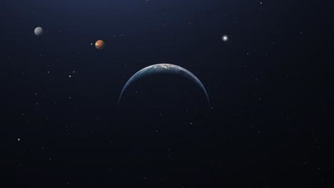 planet earth with planets venus and mercury in the background