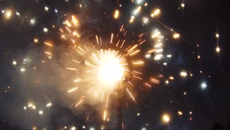 firework or cracker known as shower on the ground, during the diwali festival celebration in india