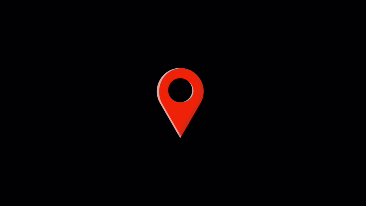 Red Location Pin Icon on Black Background