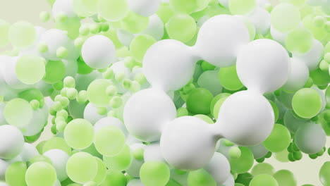 chemical molecule with particles spheres background, 3d rendering.